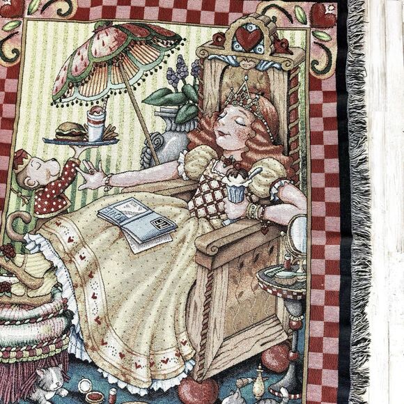 Mary Engelbreit Vintage 90s PRINCESS QUITE A LOT Throw Blanket Tapestry 47x68” - Picture 2 of 10